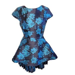 Lulu’s Navy Pleated Floral Mini Dress
